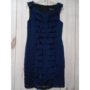 Dressbarn Dress‎ Ladies 8 Blue Sleeveless Midi Tiered Chiffon